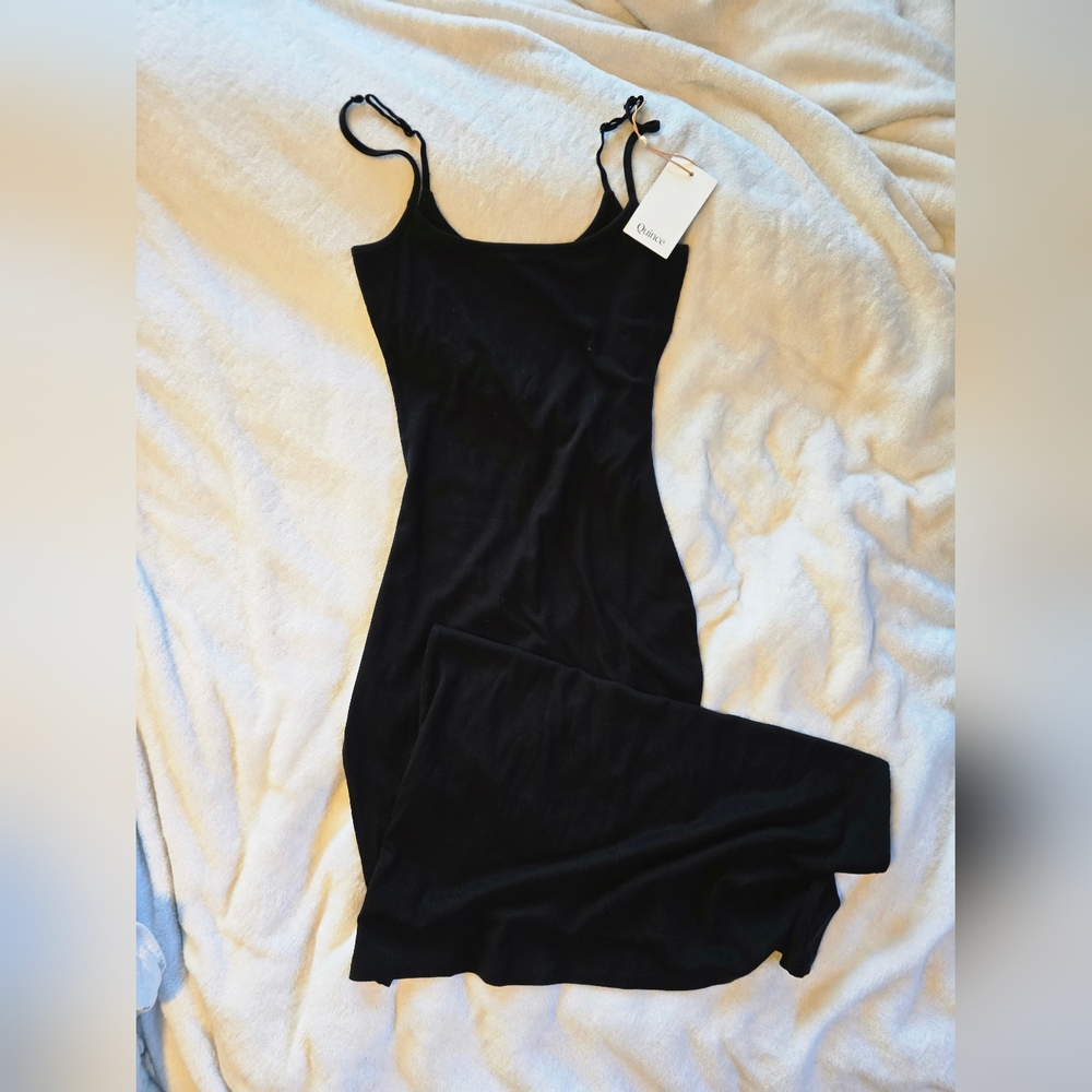Quince Black Tencel Rib Knit Maxi Slip Dress - Picture 3 of 7